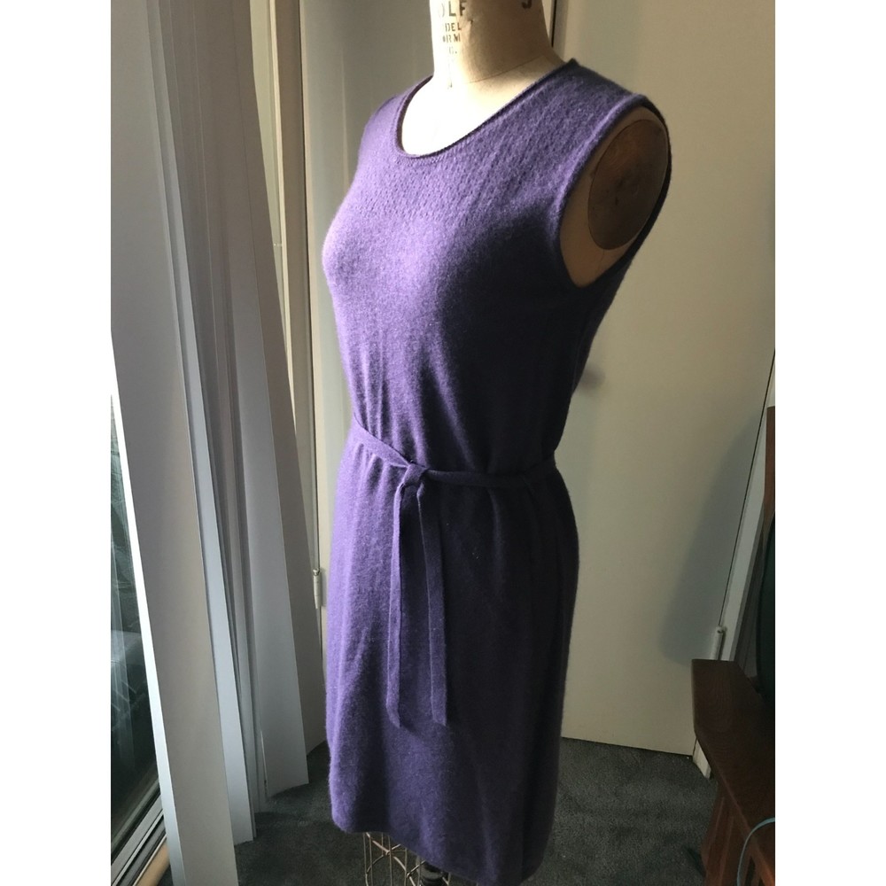 Gerard Darel Purple 100% Cashmere Belted Sleeveless Midi Tank Dress Size S